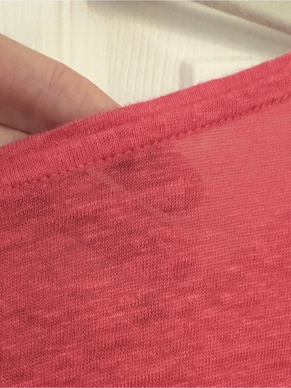 LOFT Linen Coral-Pink Short Sleeve Pocket Tee - Picture 4 of 5